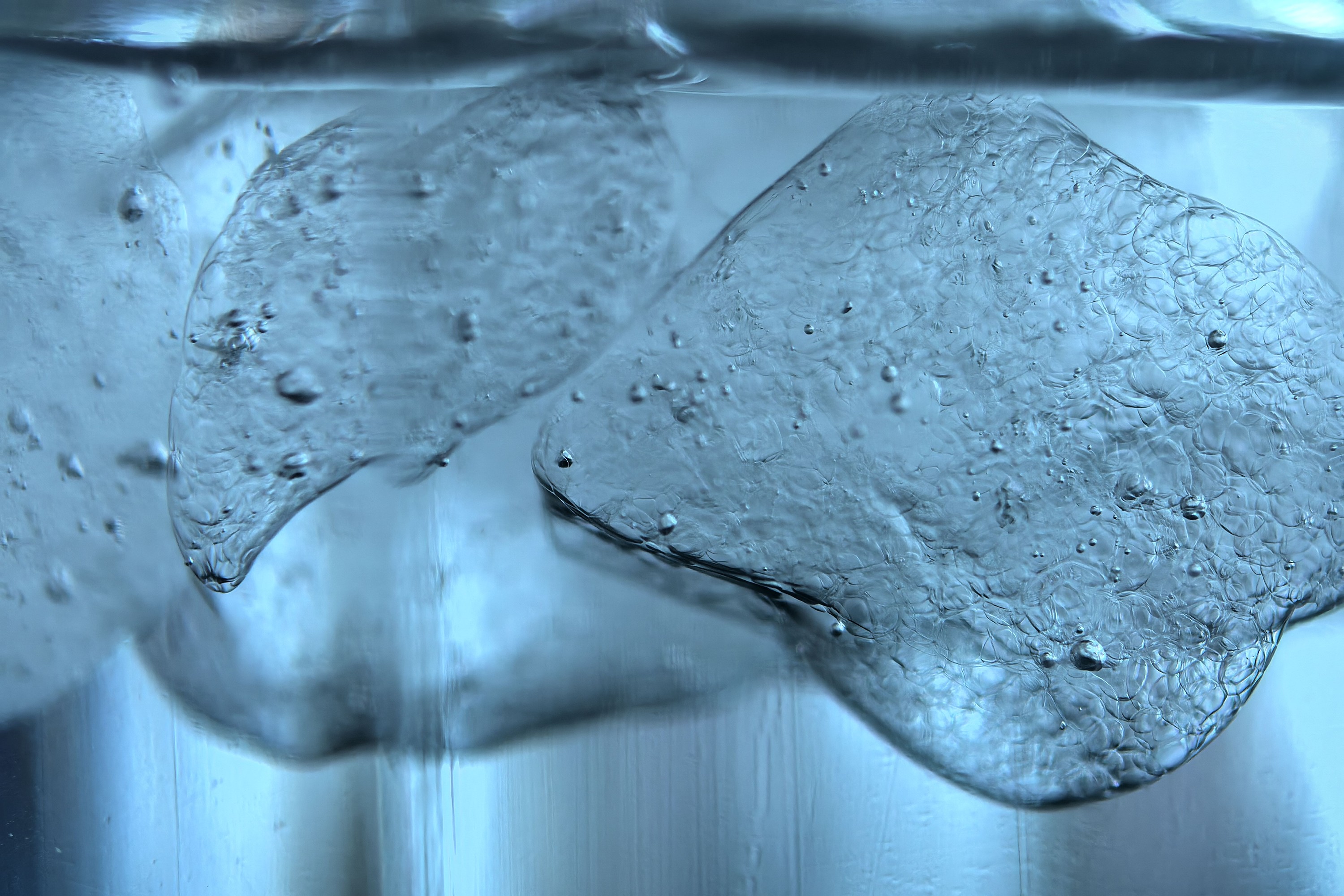 Symmetrical close view of ice and trapped air bubbles